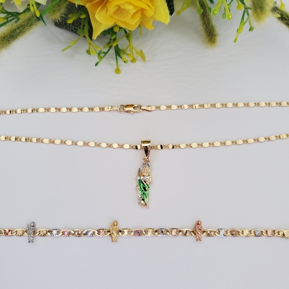 St Jude Gold Plated Necklace & Bracelet - Picture 4 of 5